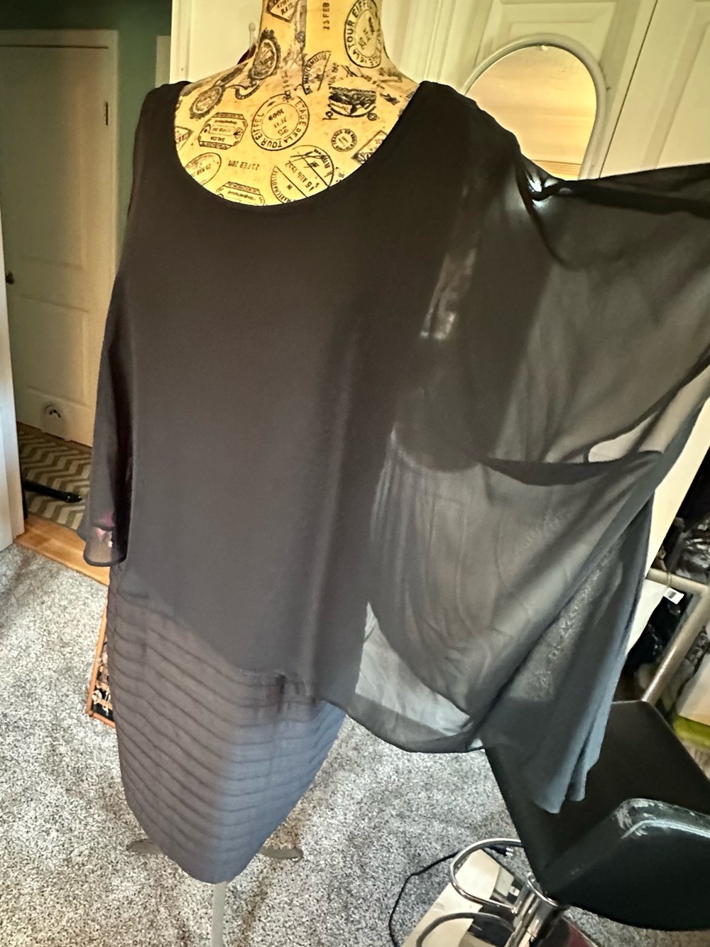 Black Sheer Layered Women’s Dress- Adriana Papell size 16